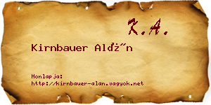 Kirnbauer Alán névjegykártya